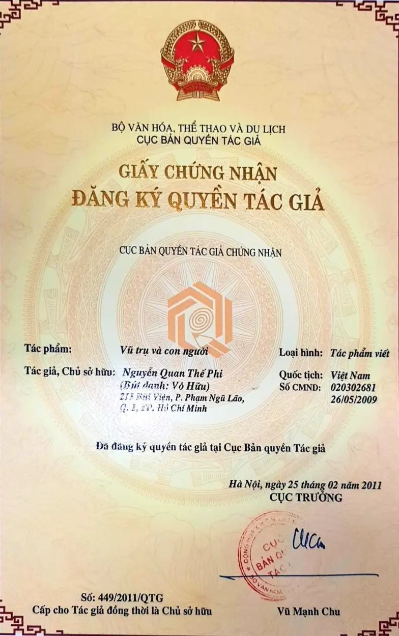 Bản quyền tác giả Kinh sách Vũ trụ và con người